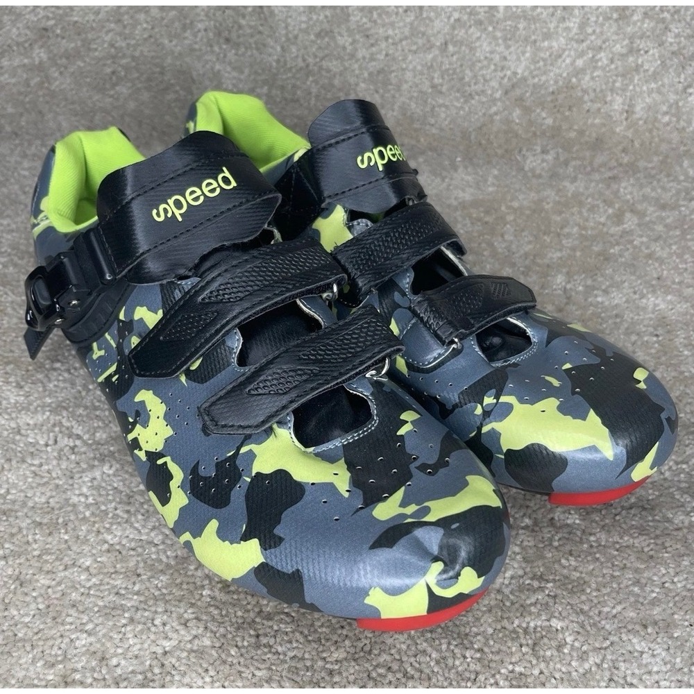 Speed Cycling Shoes Mens 46 Camo Yellow Black Excellent Road Bike Cleats